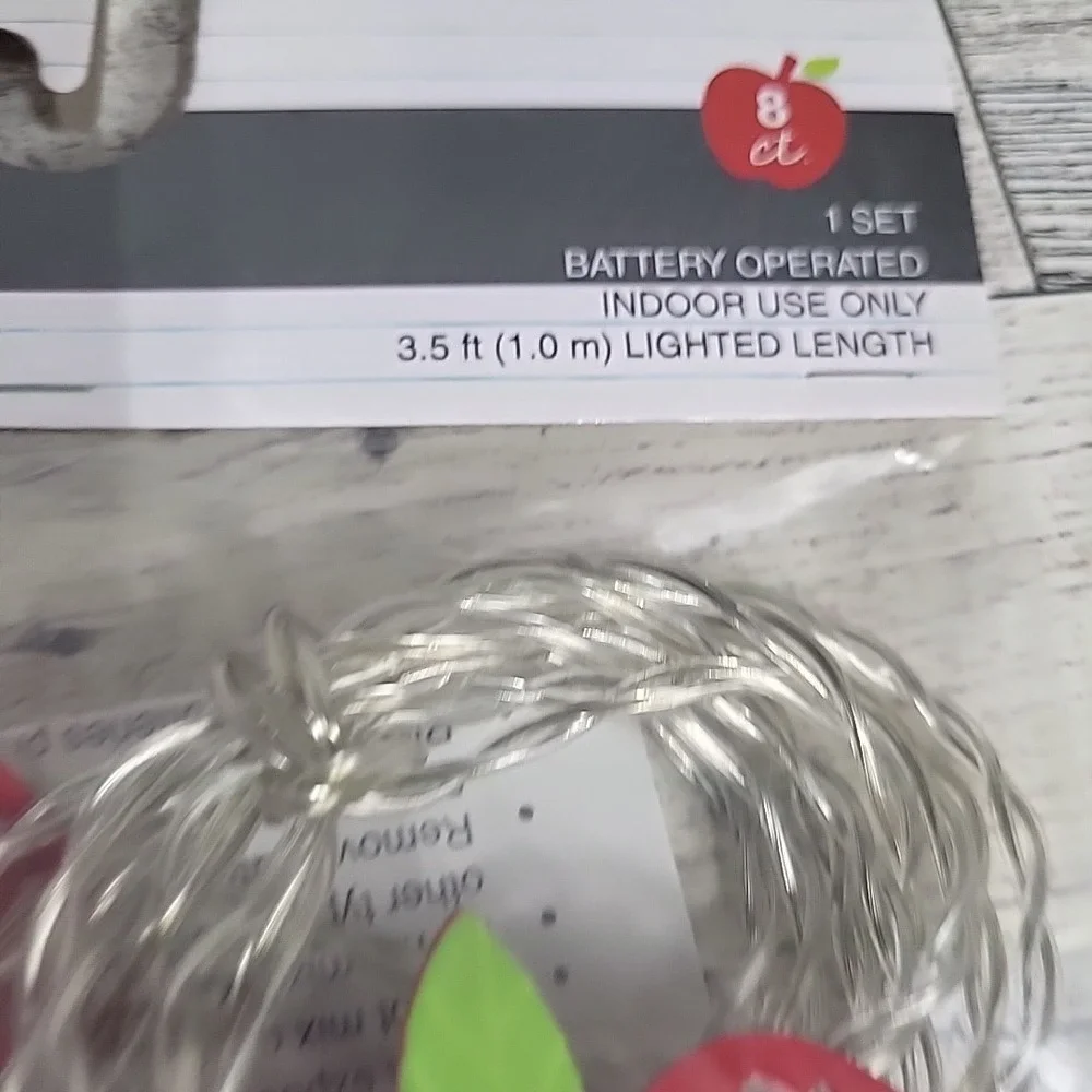 Apple‎ String Lights Set Of 2 Warm White LED 3.5ft Battery Operated NEW Teacher